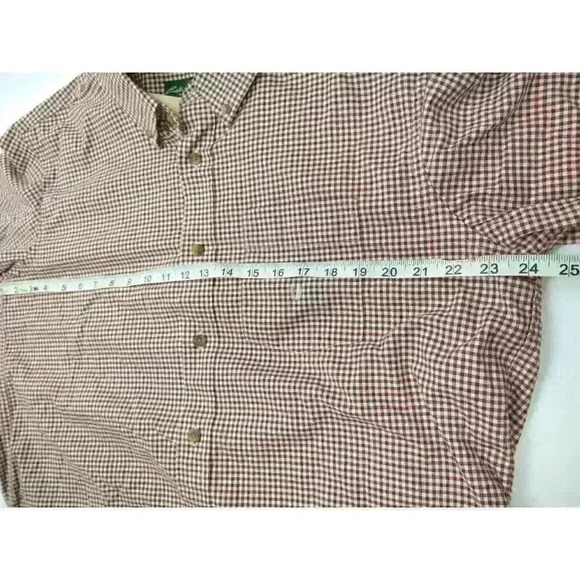 Eddie Bauer Flannel Shirt Mens L Dark Red Classic Fit Check Plaid Twill Cotton - Picture 2 of 10